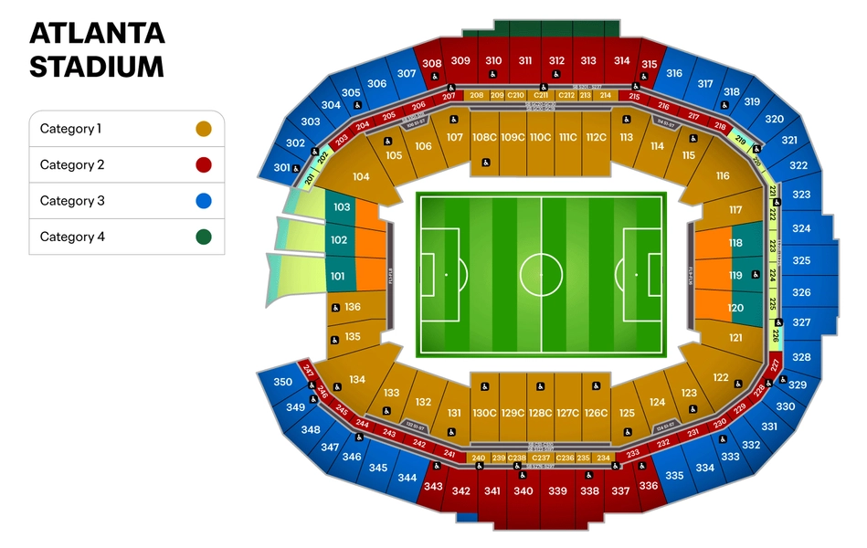 Stadium map — USA, Atlanta, Mercedes-Benz Stadium
