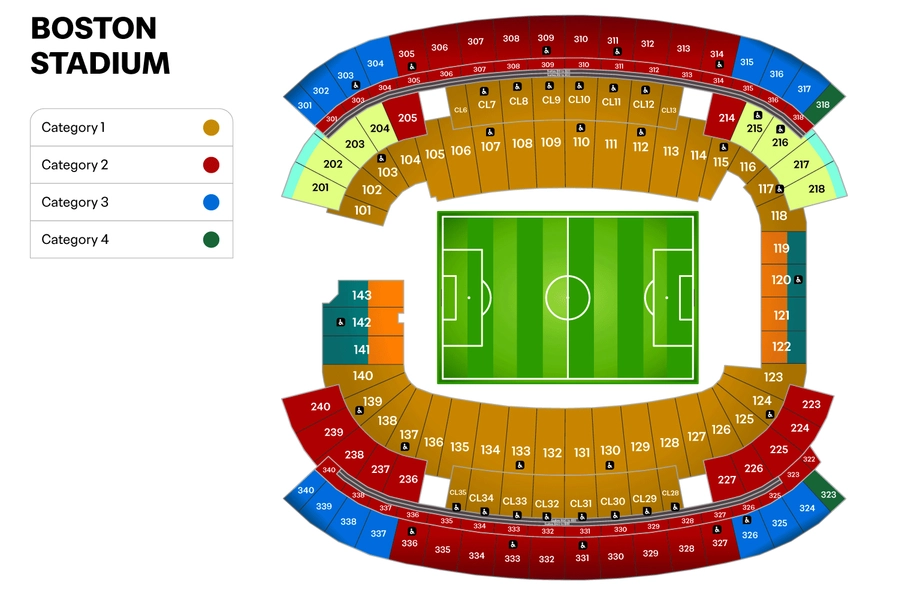 Stadium map — USA, Boston, Gillette Stadium