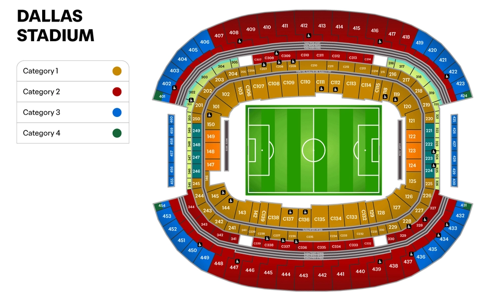 Stadium map — USA, Dallas, AT&T Stadium
