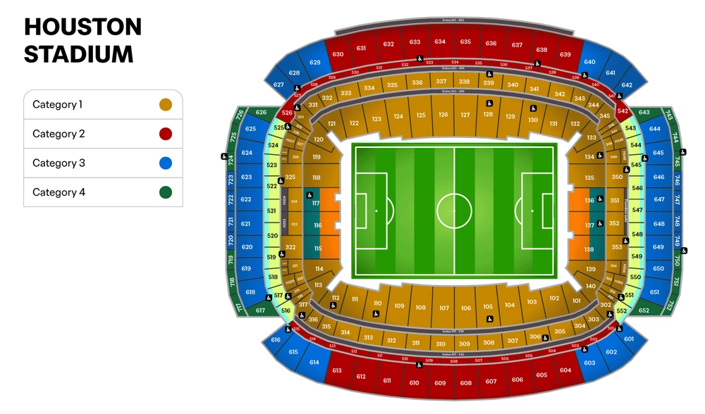 Stadium map — USA, Houston, NRG Stadium