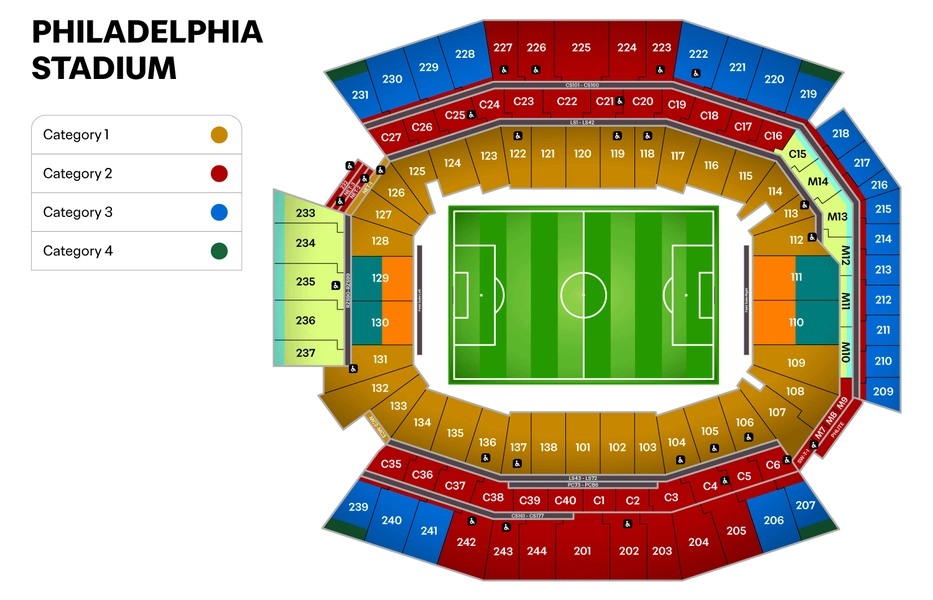 Stadium map — USA, Philadelphia, Lincoln Financial Field